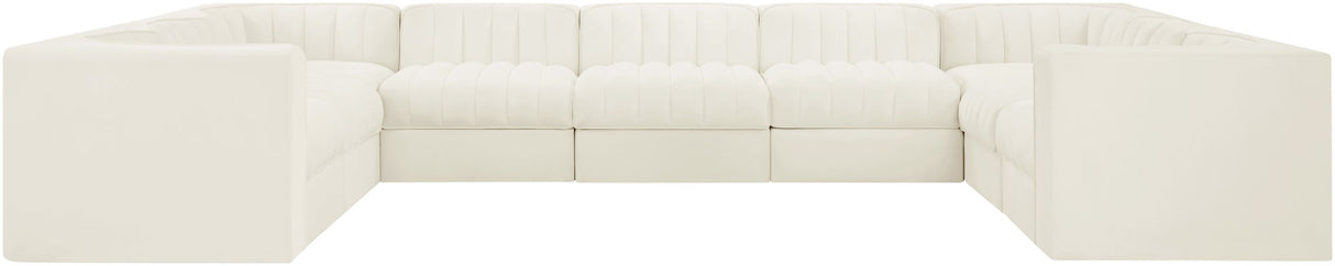 Rummi - Velvet Performance Fabric Upholstered 9 Piece Modular Sectional