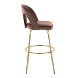 Ava - Upholstered Fixed-Height Barstool (Set of 2) - Gold Base