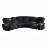 Electra - Power Recliner Sectional Sofa With Power Headrests, Console Loveseats, Wedge, LED Light Strip, Speakers