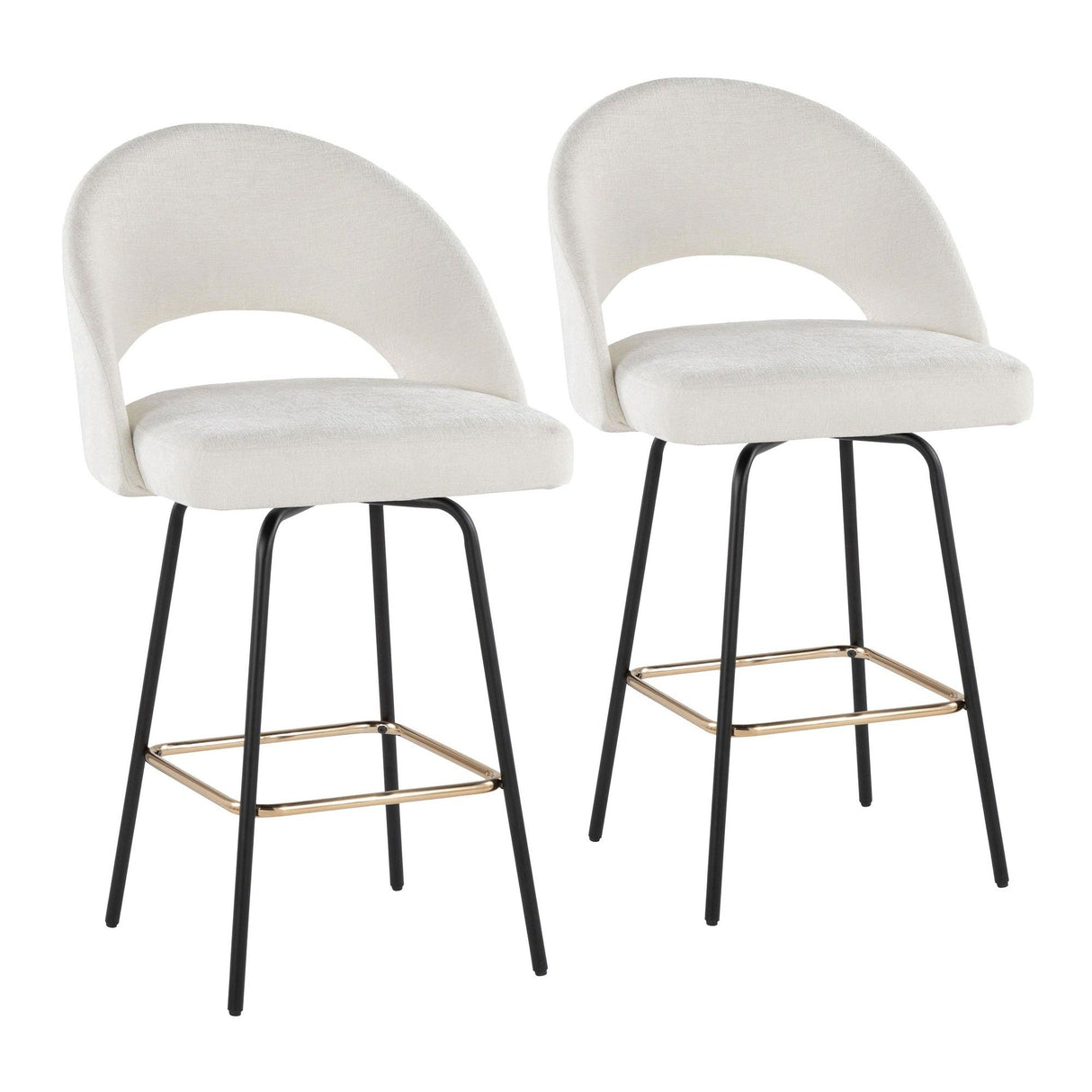 Renee - Upholstered Fixed-Height Counter Stool (Set of 2) - Black Metal