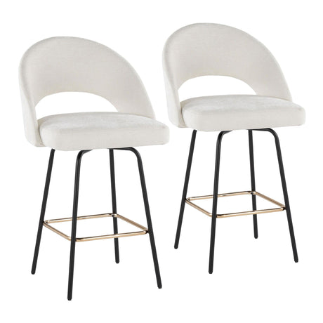 Renee - Upholstered Fixed-Height Counter Stool (Set of 2) - Black Metal