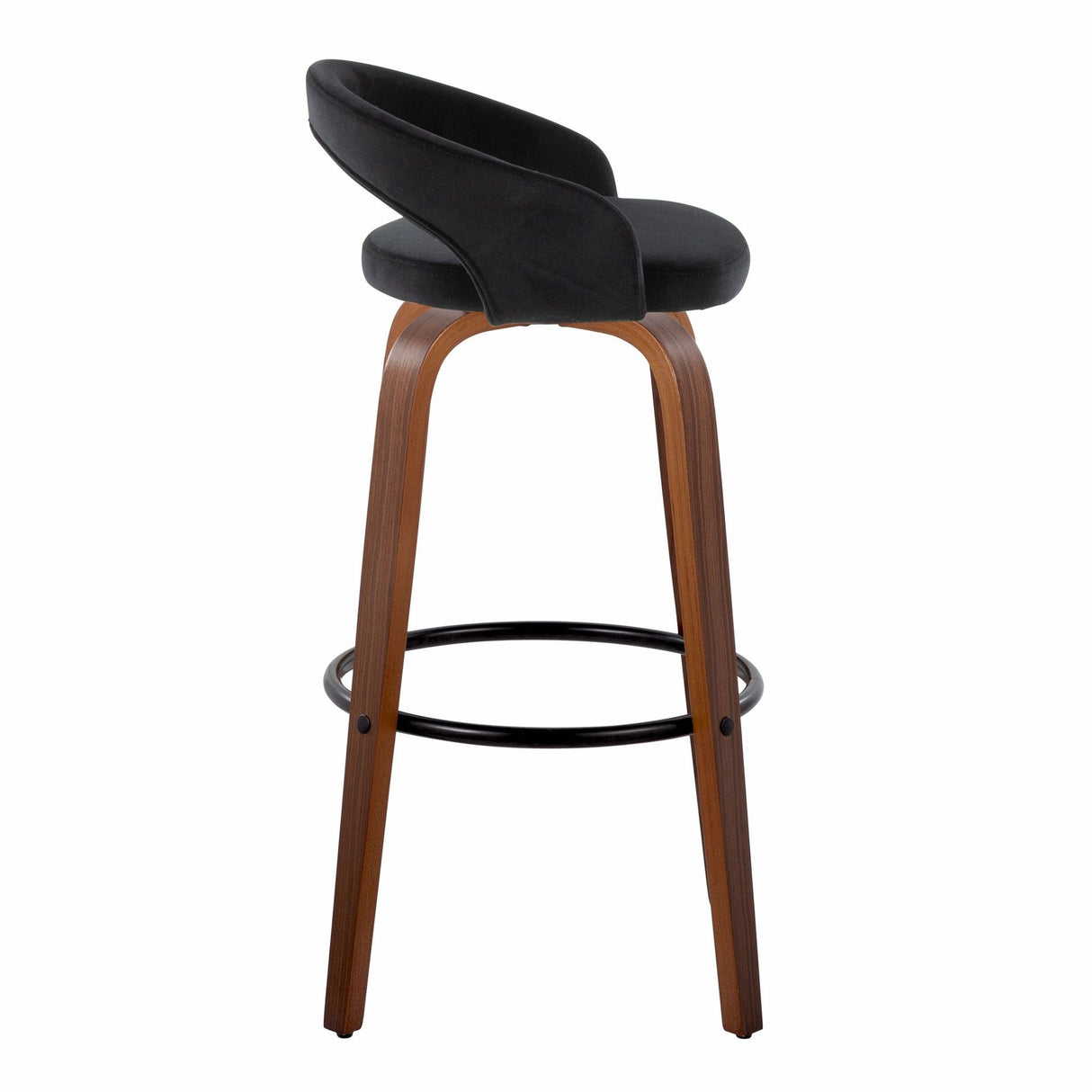 Grotto - Upholstered Fixed-Height Barstool (Set of 2) - Walnut Wood