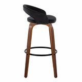 Grotto - Upholstered Fixed-Height Barstool (Set of 2) - Walnut Wood