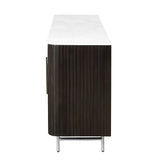 Clayten - Server With Marble Top & Fireplace - White & Espresso