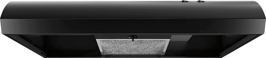 Whirlpool UXT4030ADB black range hood angle view