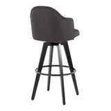 Ahoy - Upholstered Fixed-Height Barstool (Set of 2) - Black Base, Black Footrest