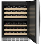 GE PWS06DSPSS 24 in. Undercounter Wine Cooler with Wood Racks, Dual Temperature Zones & 44 Bottle Capacity - Stainless Steel