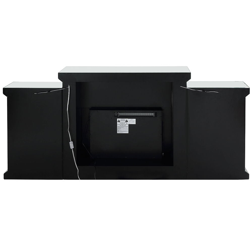 Noralie - Fireplace With LED & Bluetooth - Mirrored & Faux Diamonds