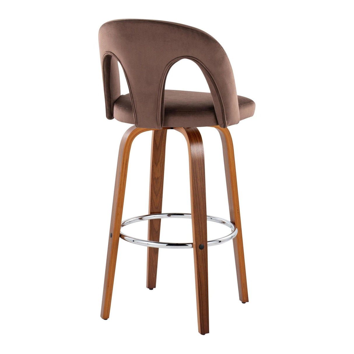 Ava - Upholstered Fixed-Height Barstool (Set of 2) - Walnut Wood Base