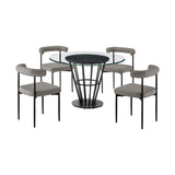 Veronica Shannon -Round Glass Dining Table Set - Matte Black Legs