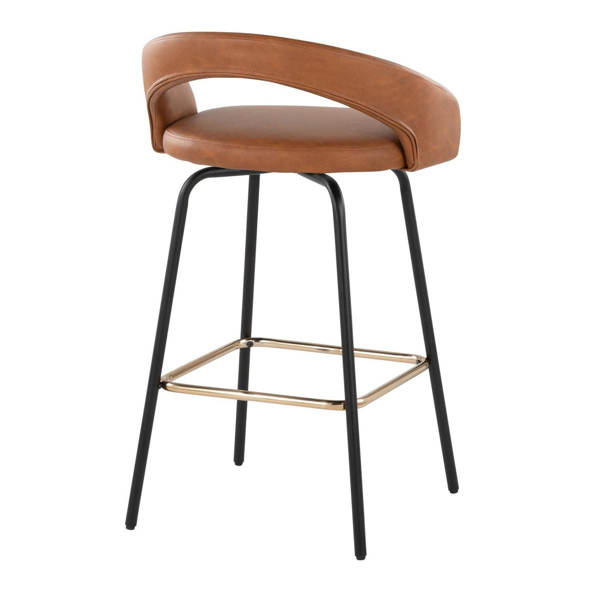 Grotto - Upholstered Fixed-Height Counter Stool - Black Metal