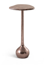 Vireo - Genuine Marble Top And Aluminum Base Drink Table - Brown / Bronze