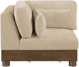 Turin - Chenille Fabric Upholstered Modular Corner Chair - Walnut Base