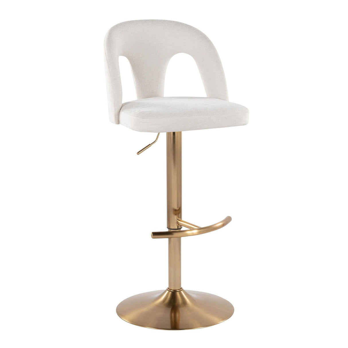 Ava - Upholstered Adjustable Barstool (Set of 2) - Gold Base