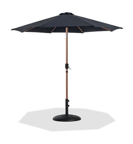 Fiji - Aluminum Patio Umbrella With Round Black And Teak Base