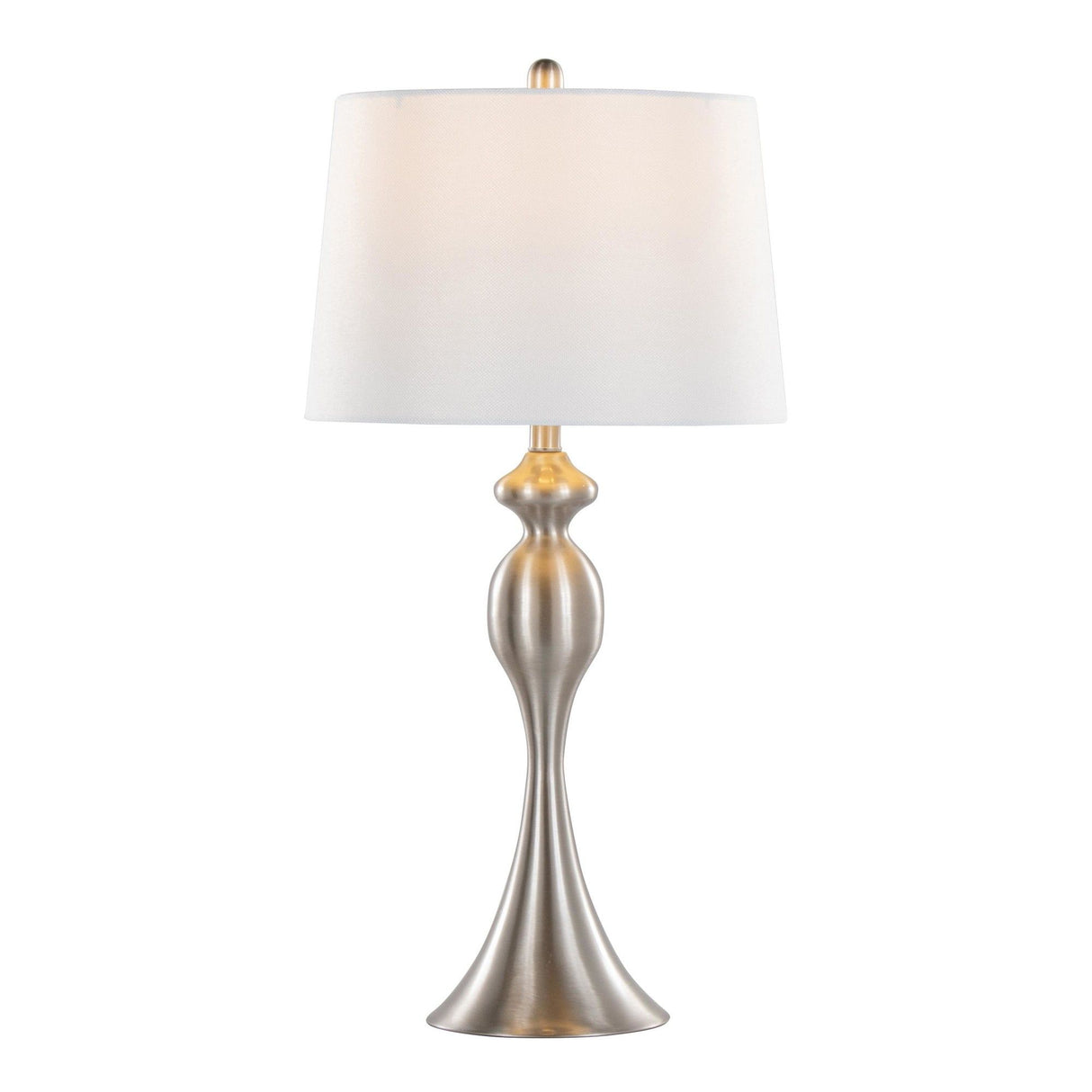Ashland - Contemporary Metal Table Lamp (Set of 2) - Brushed Nickel With White Linen Shade From Grandview Gallery