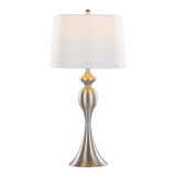 Ashland - Contemporary Metal Table Lamp (Set of 2) - Brushed Nickel With White Linen Shade From Grandview Gallery