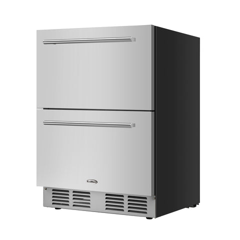 24 in. Built-in Two-Drawer Outdoor Refrigerator in Stainless-Steel (KM-OKS-RD2)