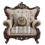 Ragnar - Chair With 2 Pillows - Light Brown Linen & Cherry