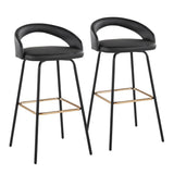 Grotto - Upholstered Fixed-Height Barstool - Black Metal