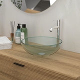 Artistic Tempered Glass Vessel Sink With Pop Up Drain