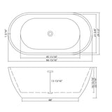 Elegant Oval Freestanding Bathtub, Overflow & Pop Up Drain