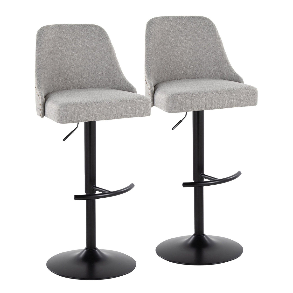 Marcel - Adjustable Barstool With Rounded T Footrest (Set of 2) - Black Metal