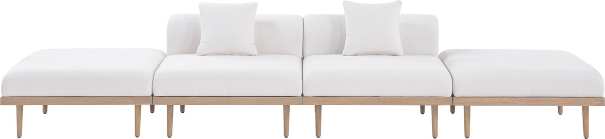 Laguna - 4 Piece 142" Outdoor Patio Armless Modular Sofa With 2 Backless Seats