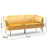 Modern Glam 3 Seater Sofa With Velvet Texture