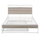 Platform Bed Frame With Trundle, USB Ports And Slat Support, No Box Spring Needed