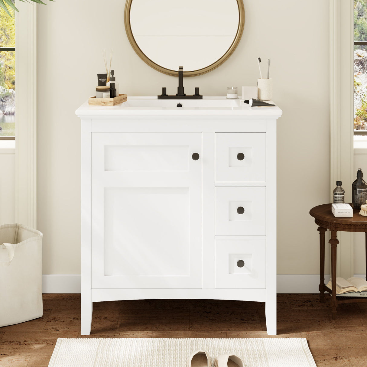 Modern Bathroom Vanity With Sink, 3 Drawer Storage Cabinet