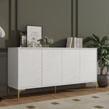 Modern 4 Door Sideboard With Creative Carved Surface And Adjustable Shelves