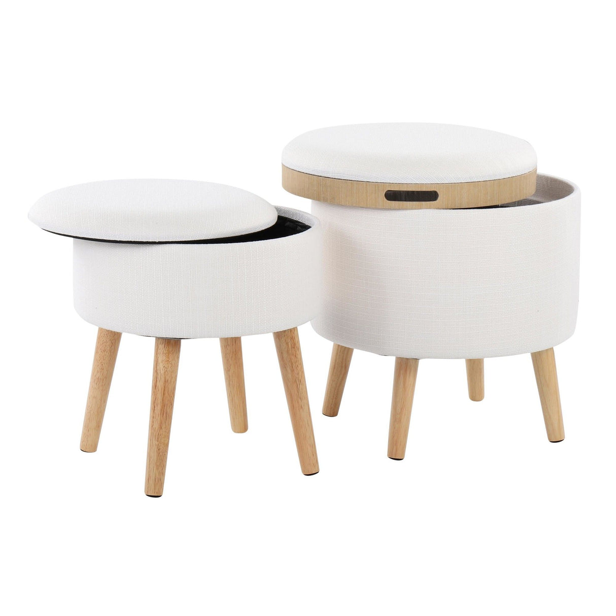 Tray - Contemporary Storage Ottoman With Matching Stool