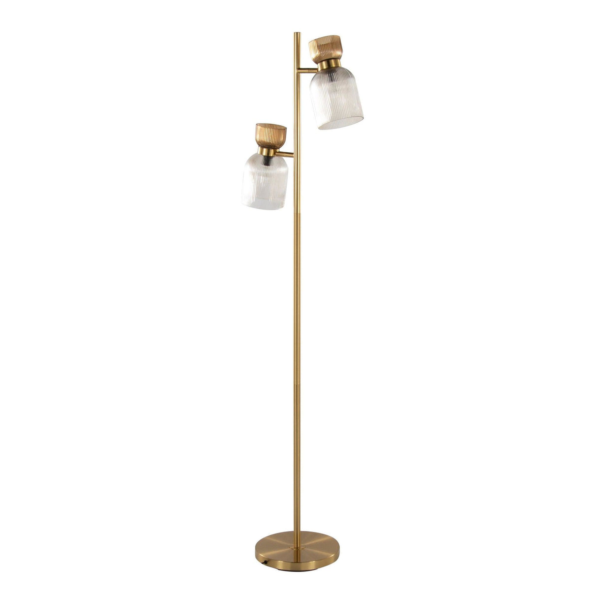 Marcel - 62" Floor Lamp - Gold Metal And Smokey Glass
