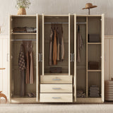 6 Doors Wardrobe Storage For Bedroom, With Big Drawers