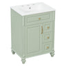 Freestanding Bathroom Vanity With Sink, 3 Drawers & Flip-Out Drawer