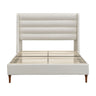 Modern Upholstered Platform Bed With Wave Shaped Headboard