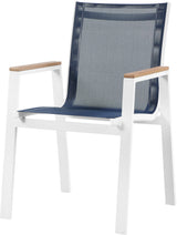 Nizuc - Outdoor Patio Dining Arm Chair With White Frame And Natural Arms (Set of 2)