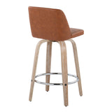 Toriano - 26" Fixed-Height Counter Stool (Set of 2) - Gray & Chrome Round Base