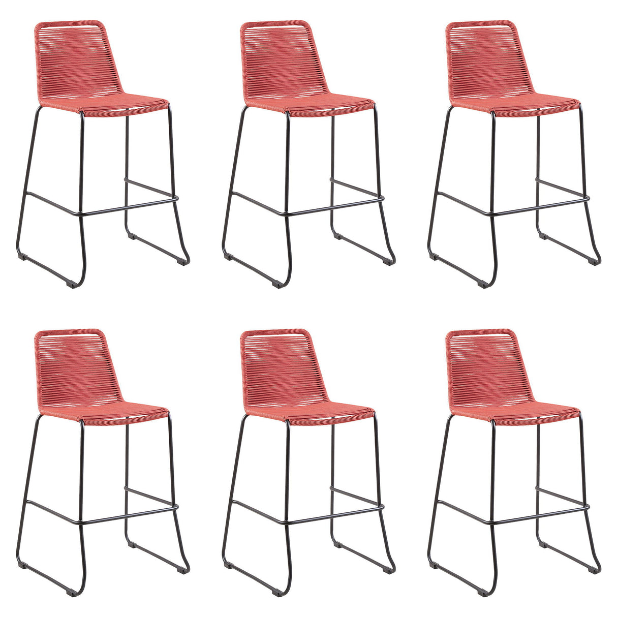Shasta - 30" Outdoor Metal And Rope Stackable Barstool