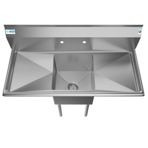 45 in. One Compartment Stainless Steel Commercial Sink with Drainboards, Bowl Size 15"x 15"x 12" SA151512-15B3.