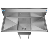 45 in. One Compartment Stainless Steel Commercial Sink with Drainboards, Bowl Size 15"x 15"x 12" SA151512-15B3.