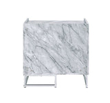 Azrael - Accent Table - White Printed Faux Marble & Chrome