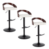 Grotto - Adjustable Barstool - Black Metal, Mahogany Wood