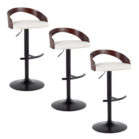 Grotto - Adjustable Barstool - Black Metal, Mahogany Wood