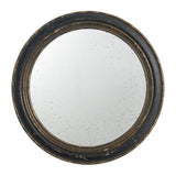 Circle Wall Mirror With Wooden Frame, Antique Classic Accent Mirror, For Living Room - Black