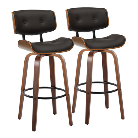 Lombardi - 30" Fixed-Height Barstool (Set of 2) - Walnut Base