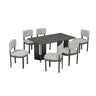 Dining Table Set With 6 Upholstered Chairs, Rectangular Table With Cutout Legs