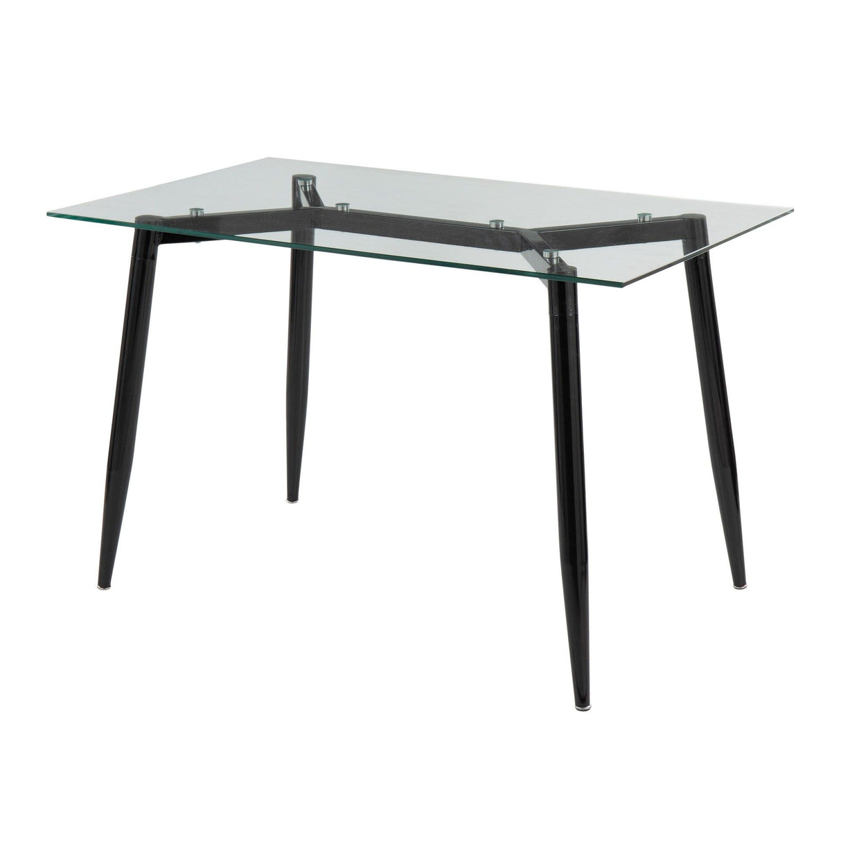 Clara - Contemporary Table - Black Metal With Clear Tempered Glass Top