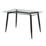 Clara - Contemporary Table - Black Metal With Clear Tempered Glass Top